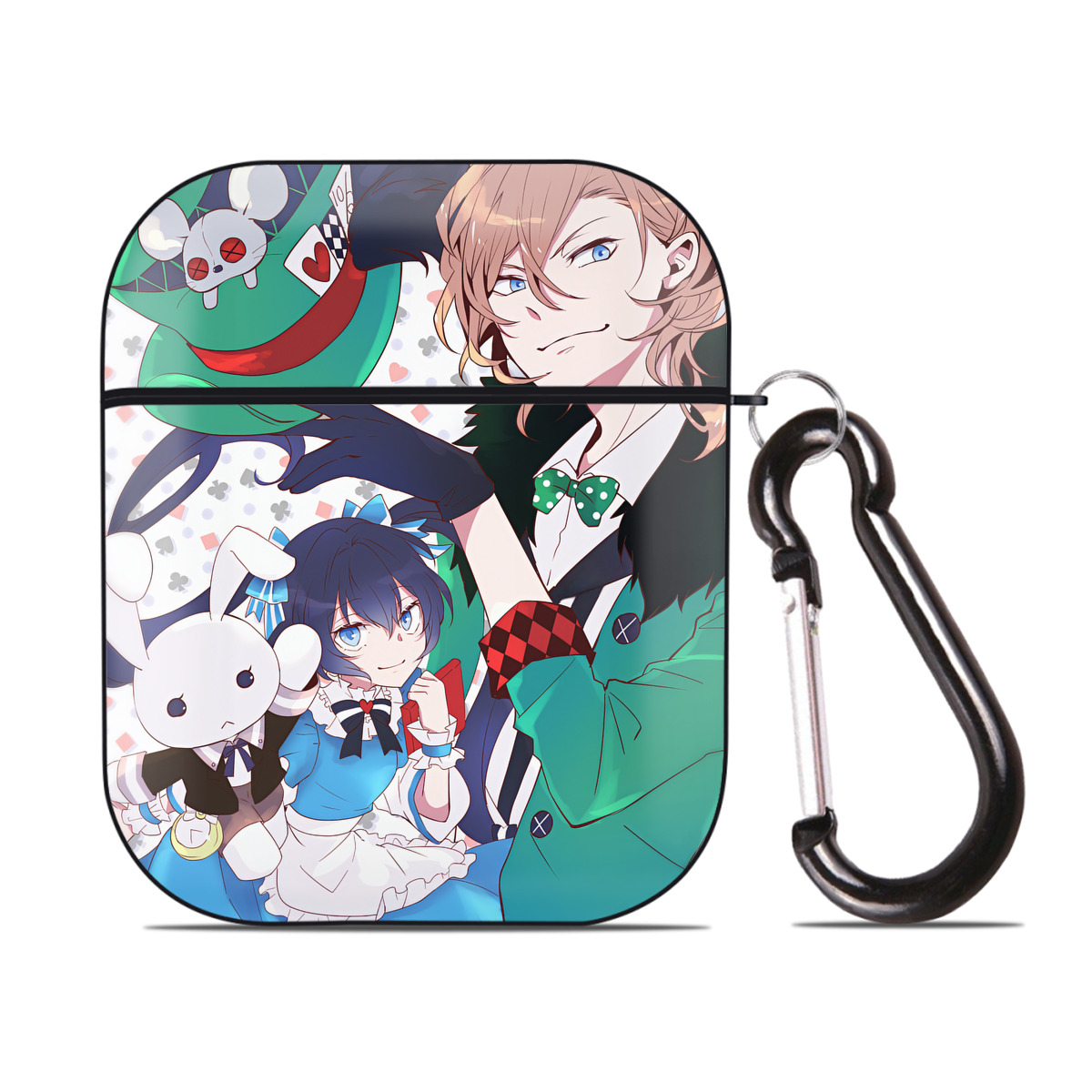 （画像用） 文豪ストレイドッグス Bungo Stray Dogs AirPods 第2世代保護ケース ハードシェル ブラック 耐衝撃・防指紋・カラビナ付き
