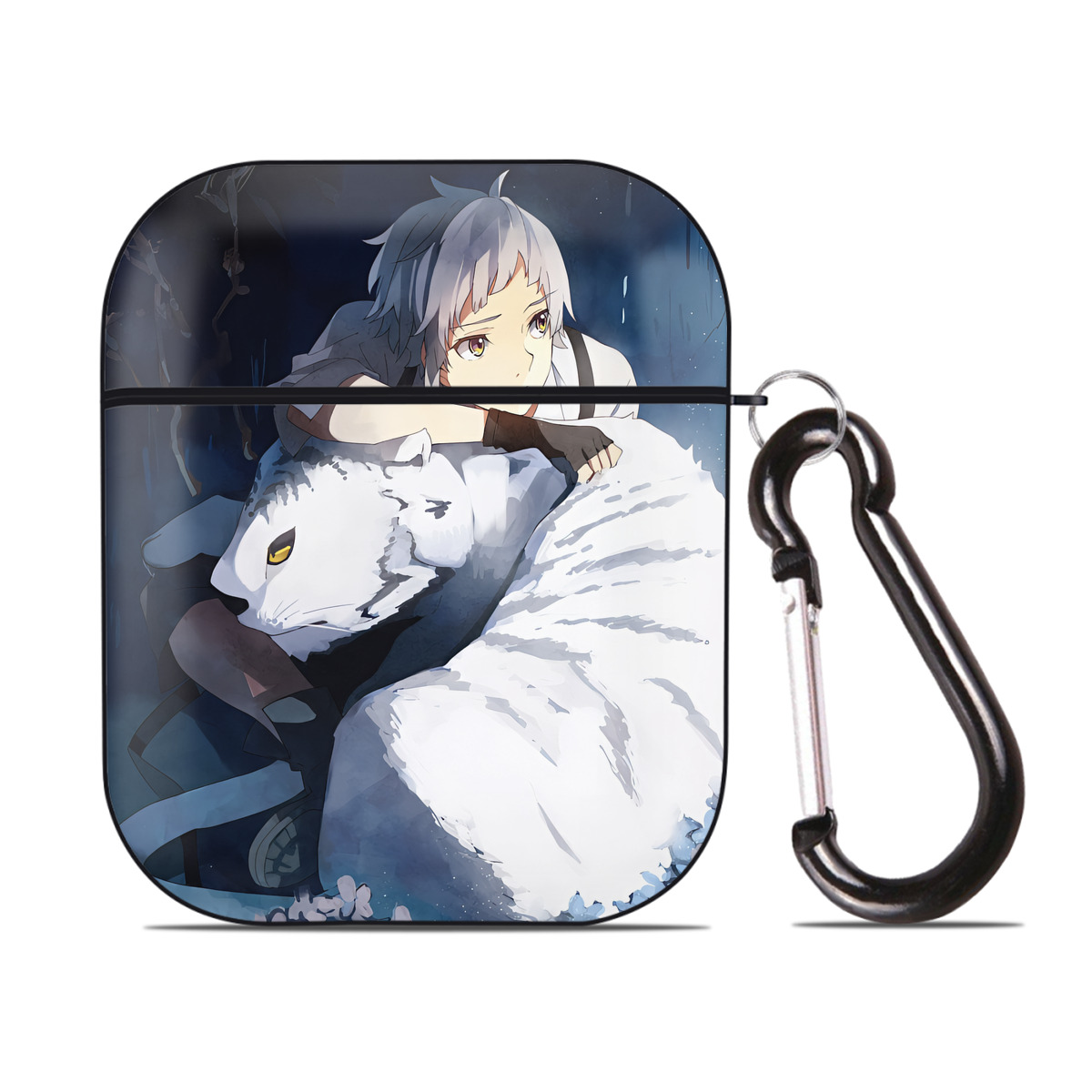 （画像用） 文豪ストレイドッグス Bungo Stray Dogs AirPods 第2世代保護ケース ハードシェル ブラック 耐衝撃・防指紋・カラビナ付き