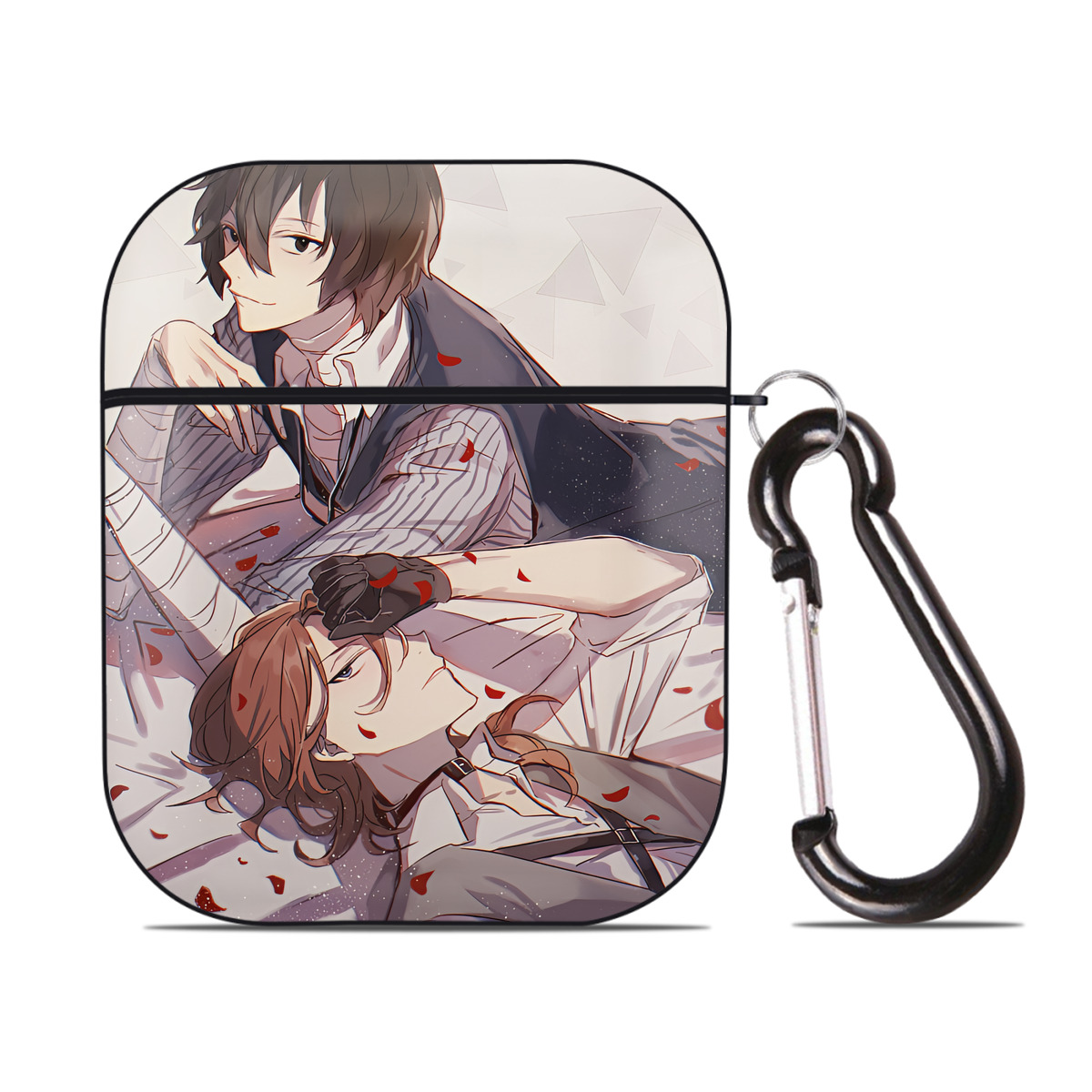 （画像用） 文豪ストレイドッグス Bungo Stray Dogs AirPods 第2世代保護ケース ハードシェル ブラック 耐衝撃・防指紋・カラビナ付き
