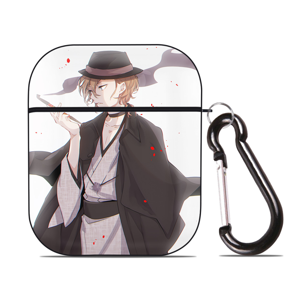 （画像用） 文豪ストレイドッグス Bungo Stray Dogs AirPods 第2世代保護ケース ハードシェル ブラック 耐衝撃・防指紋・カラビナ付き