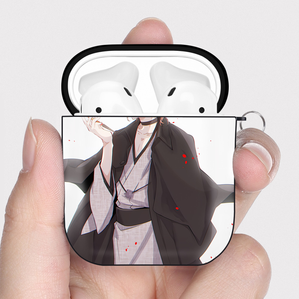 （画像用） 文豪ストレイドッグス Bungo Stray Dogs AirPods 第2世代保護ケース ハードシェル ブラック 耐衝撃・防指紋・カラビナ付き