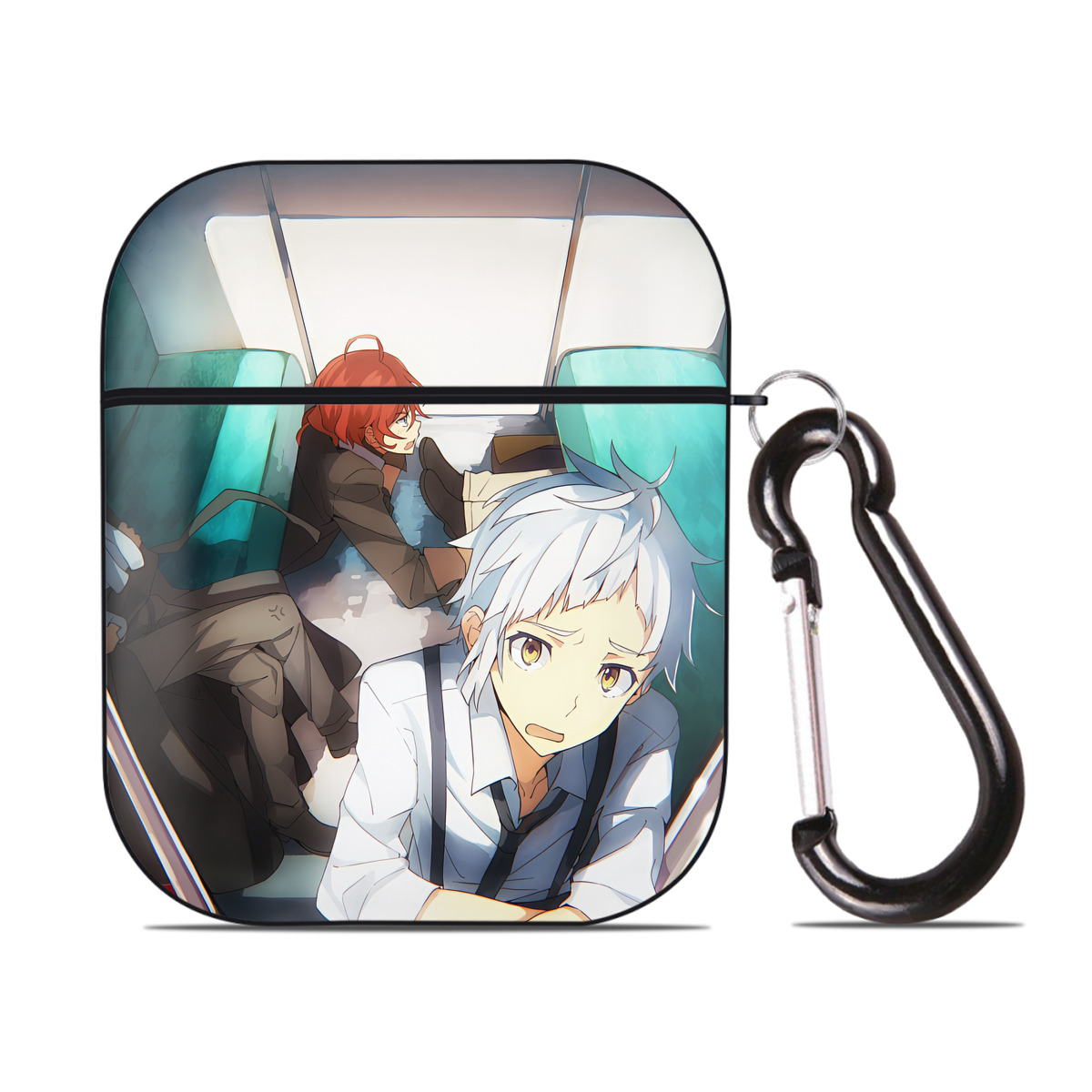 （画像用） 文豪ストレイドッグス Bungo Stray Dogs AirPods 第2世代保護ケース ハードシェル ブラック 耐衝撃・防指紋・カラビナ付き