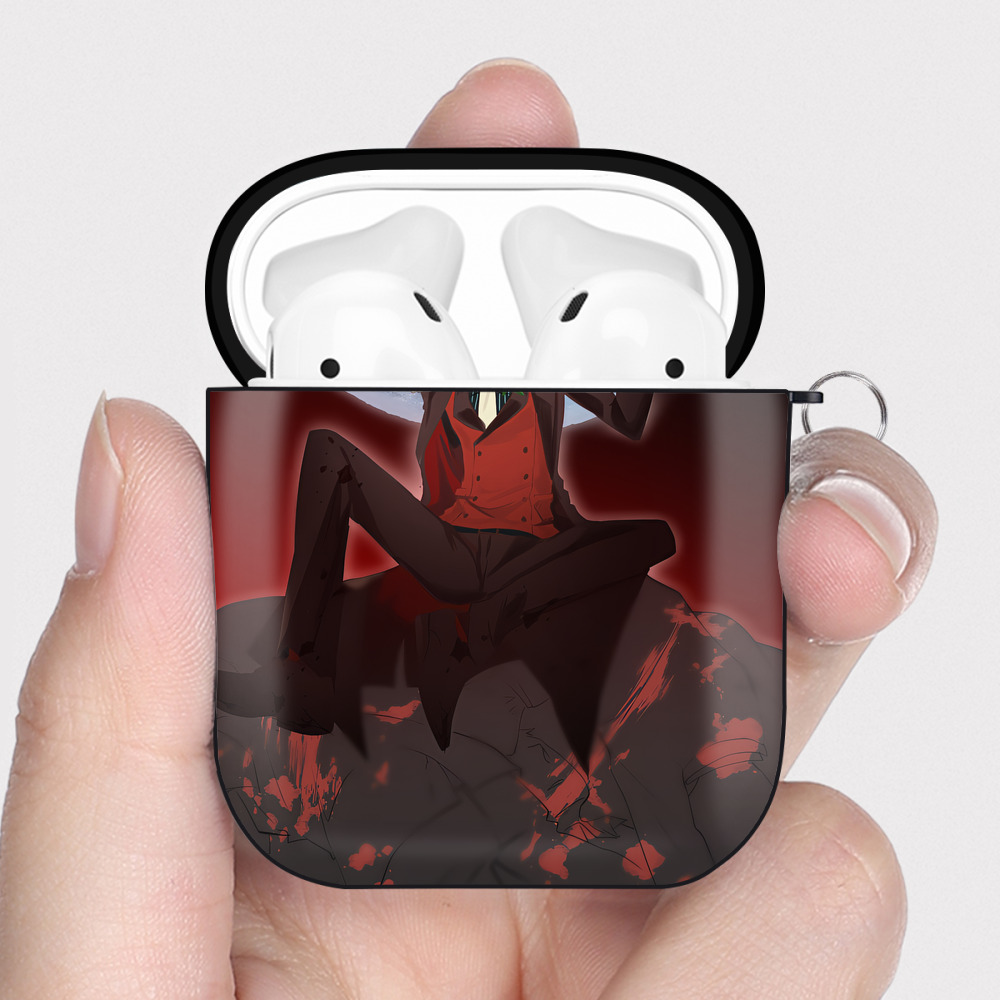 文豪ストレイドッグス Bungo Stray Dogs AirPods 第2世代保護ケース ハードシェル ブラック 耐衝撃・防指紋・カラビナ付き
