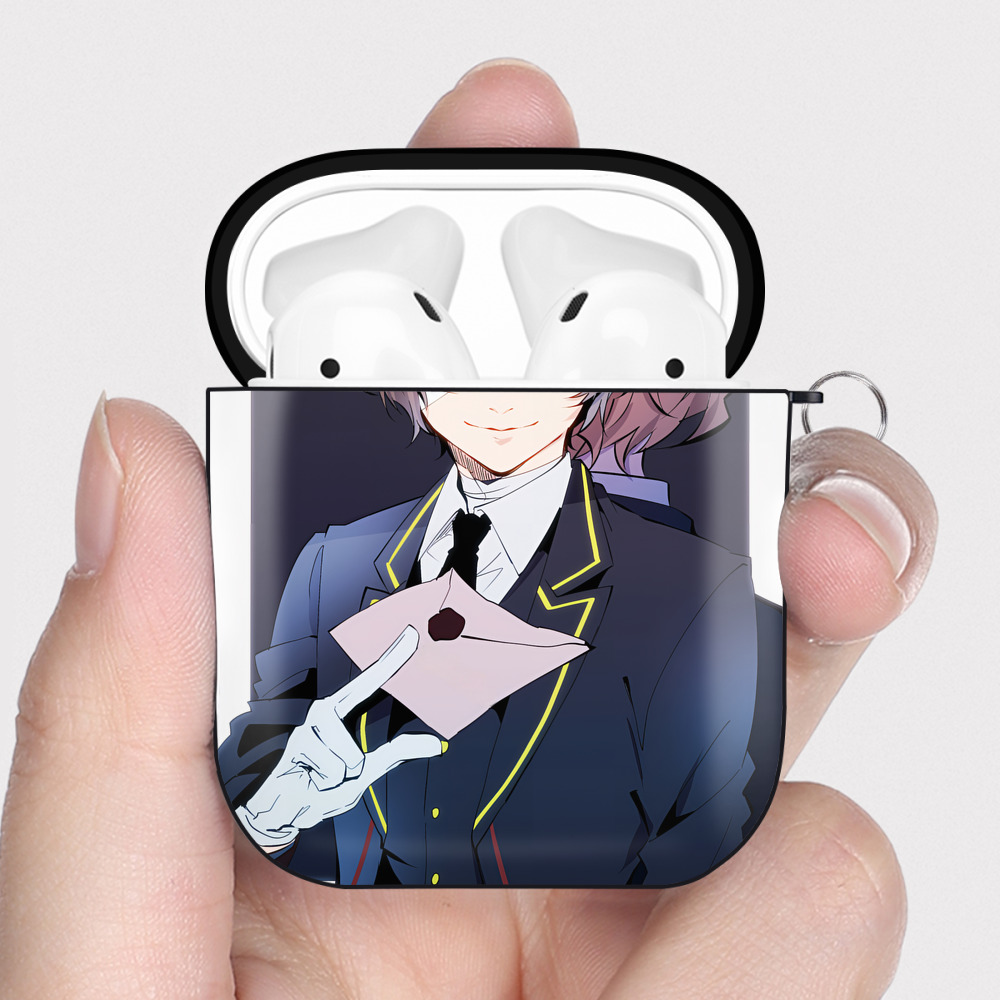 （画像用） 文豪ストレイドッグス Bungo Stray Dogs AirPods 第2世代保護ケース ハードシェル ブラック 耐衝撃・防指紋・カラビナ付き