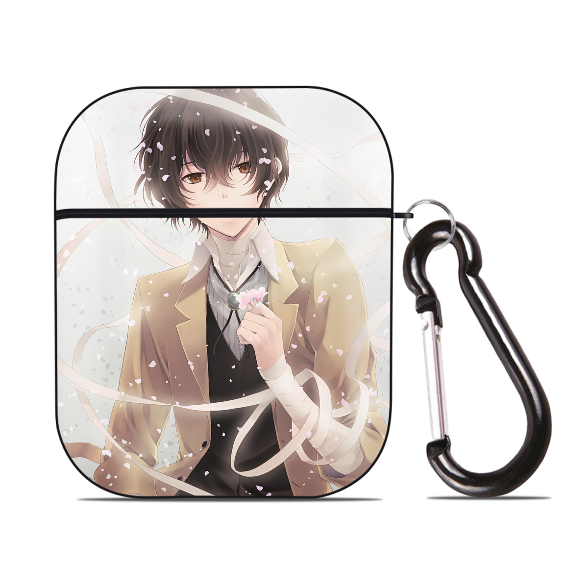 （画像用） 文豪ストレイドッグス Bungo Stray Dogs AirPods 第2世代保護ケース ハードシェル ブラック 耐衝撃・防指紋・カラビナ付き