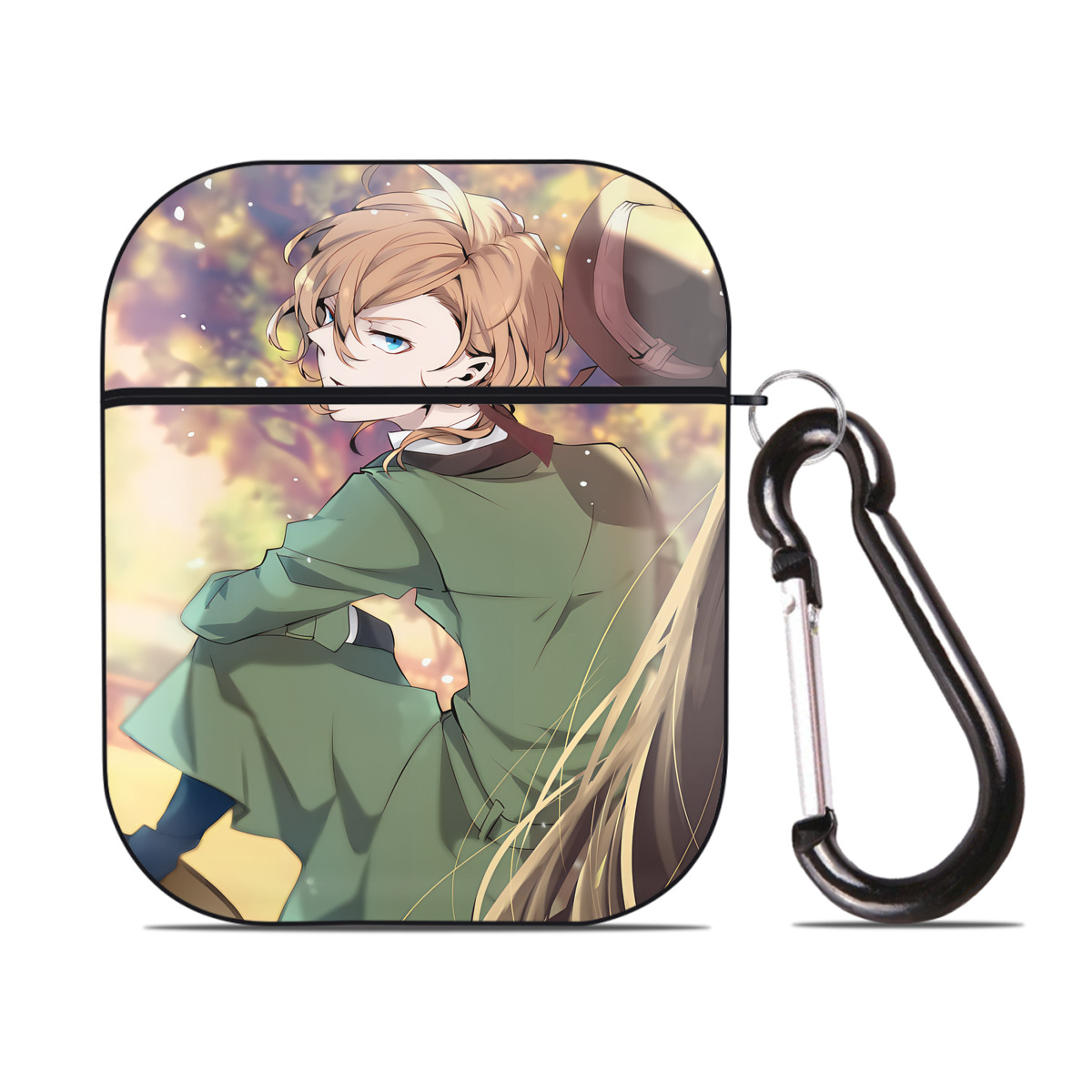 （画像用） 文豪ストレイドッグス Bungo Stray Dogs AirPods 第2世代保護ケース ハードシェル ブラック 耐衝撃・防指紋・カラビナ付き