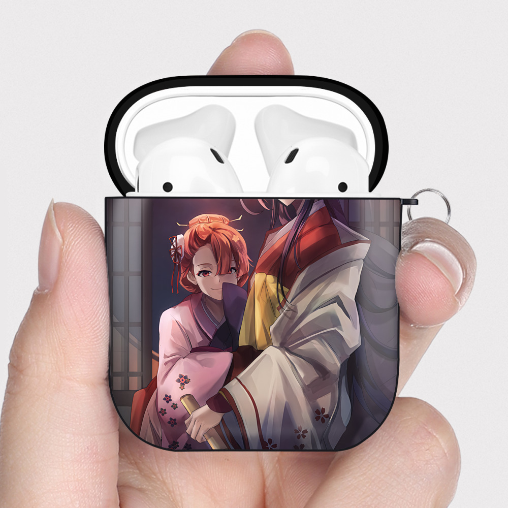 （画像用） 文豪ストレイドッグス Bungo Stray Dogs AirPods 第2世代保護ケース ハードシェル ブラック 耐衝撃・防指紋・カラビナ付き
