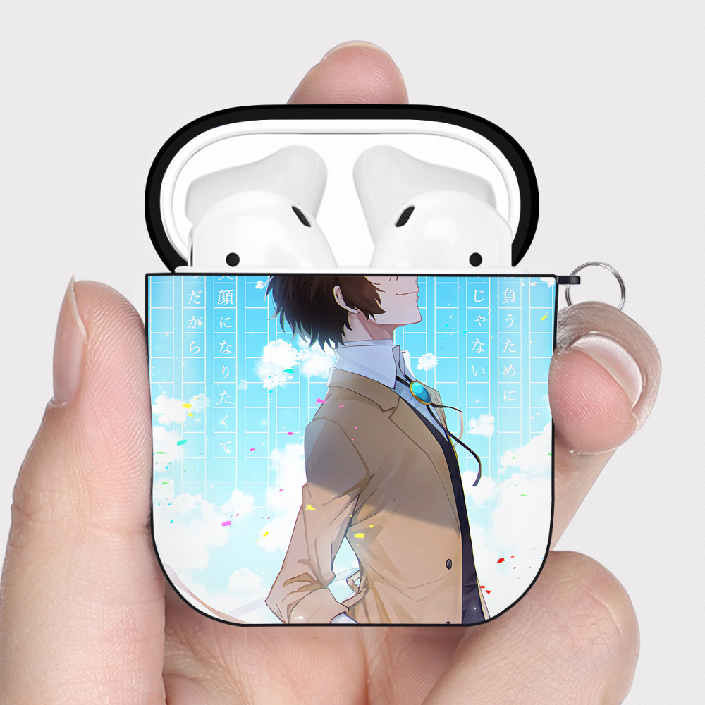 （画像用） 文豪ストレイドッグス Bungo Stray Dogs AirPods 第2世代保護ケース ハードシェル ブラック 耐衝撃・防指紋・カラビナ付き