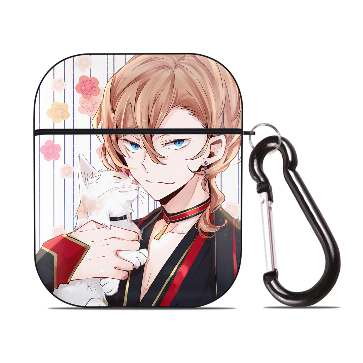 （画像用） 文豪ストレイドッグス Bungo Stray Dogs AirPods 第2世代保護ケース ハードシェル ブラック 耐衝撃・防指紋・カラビナ付き