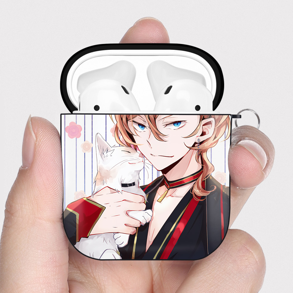 （画像用） 文豪ストレイドッグス Bungo Stray Dogs AirPods 第2世代保護ケース ハードシェル ブラック 耐衝撃・防指紋・カラビナ付き
