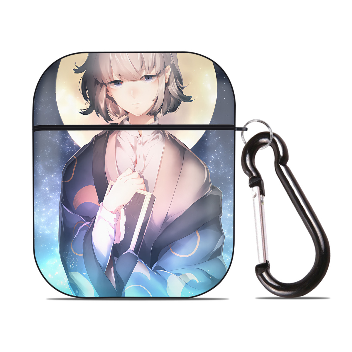 （画像用） 文豪ストレイドッグス Bungo Stray Dogs AirPods 第2世代保護ケース ハードシェル ブラック 耐衝撃・防指紋・カラビナ付き