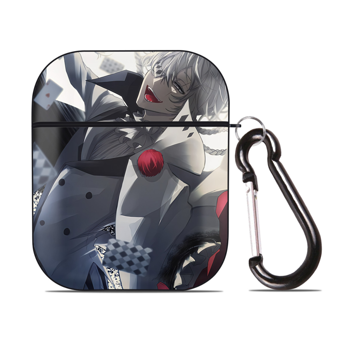 （画像用） 文豪ストレイドッグス Bungo Stray Dogs AirPods 第2世代保護ケース ハードシェル ブラック 耐衝撃・防指紋・カラビナ付き