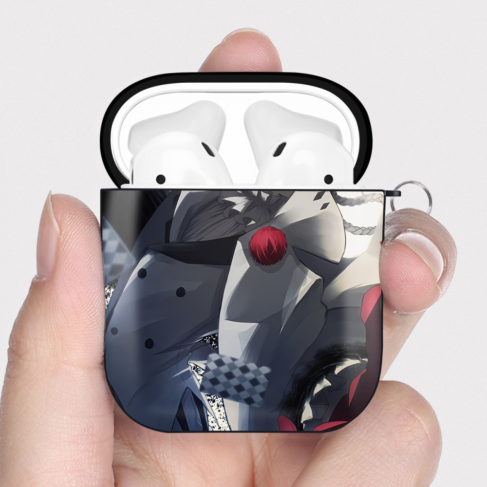 （画像用） 文豪ストレイドッグス Bungo Stray Dogs AirPods 第2世代保護ケース ハードシェル ブラック 耐衝撃・防指紋・カラビナ付き