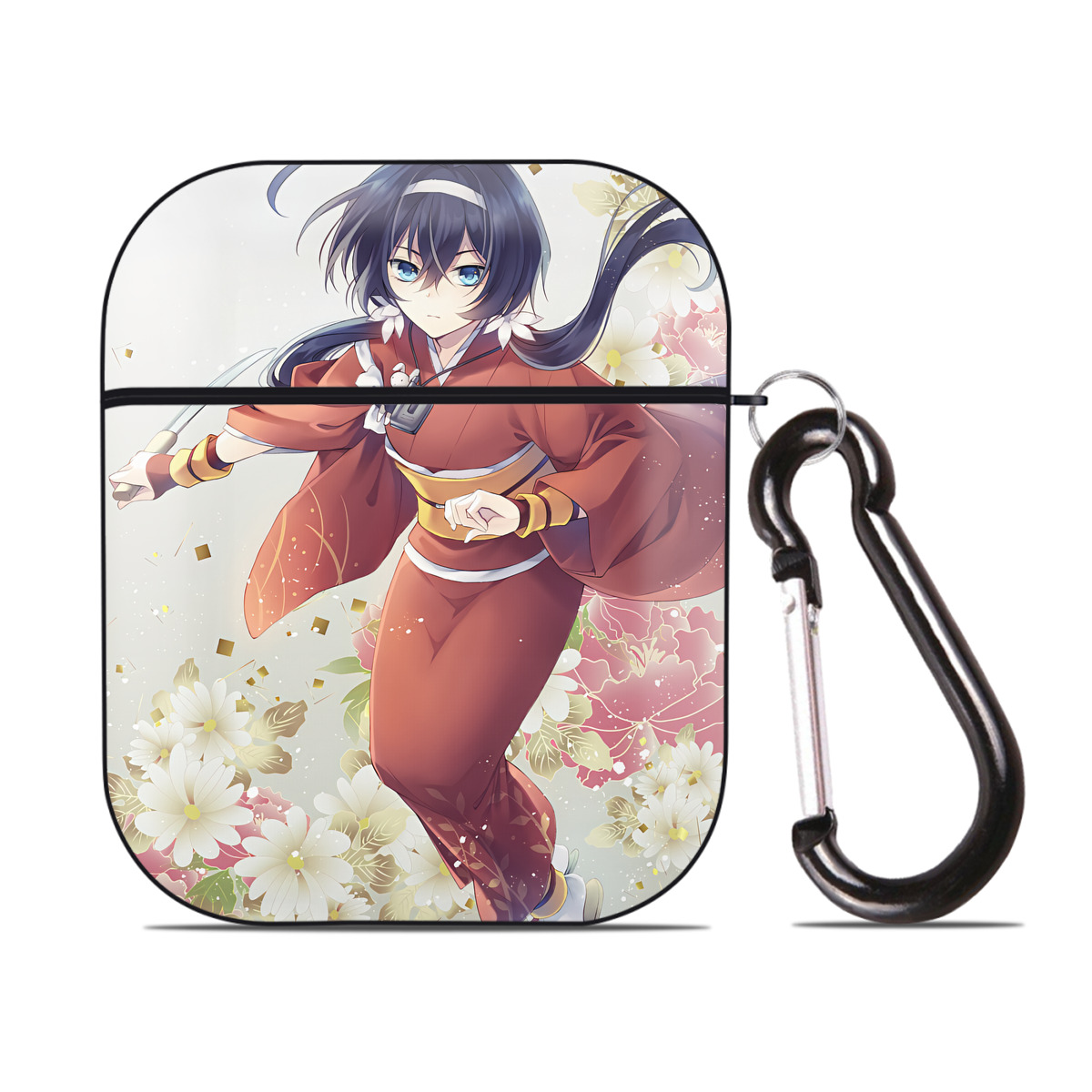（画像用） 文豪ストレイドッグス Bungo Stray Dogs AirPods 第2世代保護ケース ハードシェル ブラック 耐衝撃・防指紋・カラビナ付き