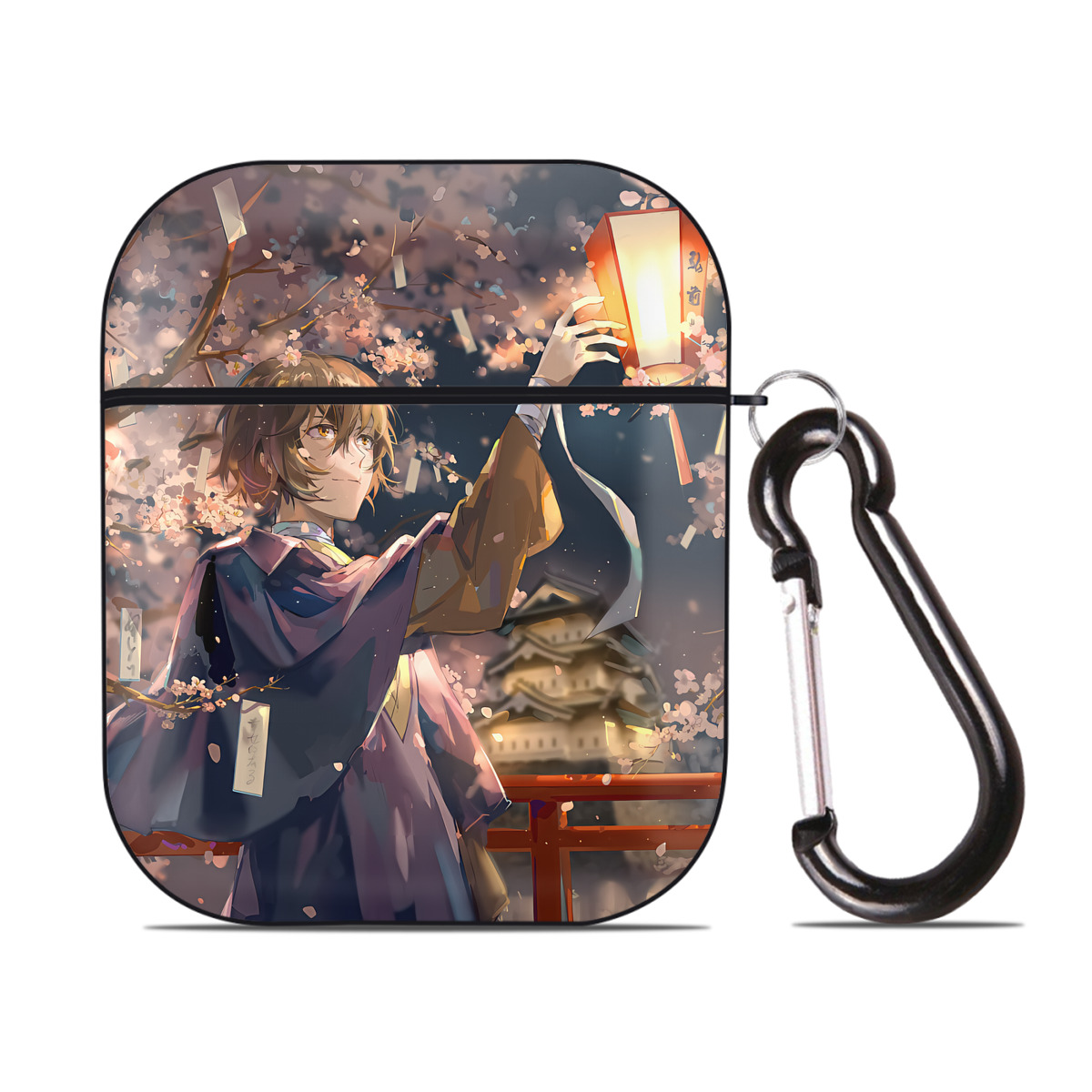 （画像用） 文豪ストレイドッグス Bungo Stray Dogs AirPods 第2世代保護ケース ハードシェル ブラック 耐衝撃・防指紋・カラビナ付き