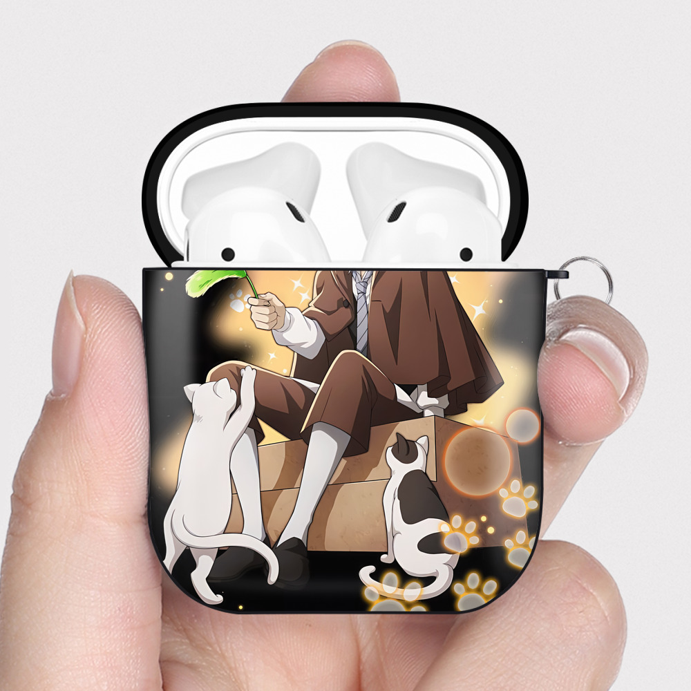 （画像用） 文豪ストレイドッグス Bungo Stray Dogs AirPods 第2世代保護ケース ハードシェル ブラック 耐衝撃・防指紋・カラビナ付き