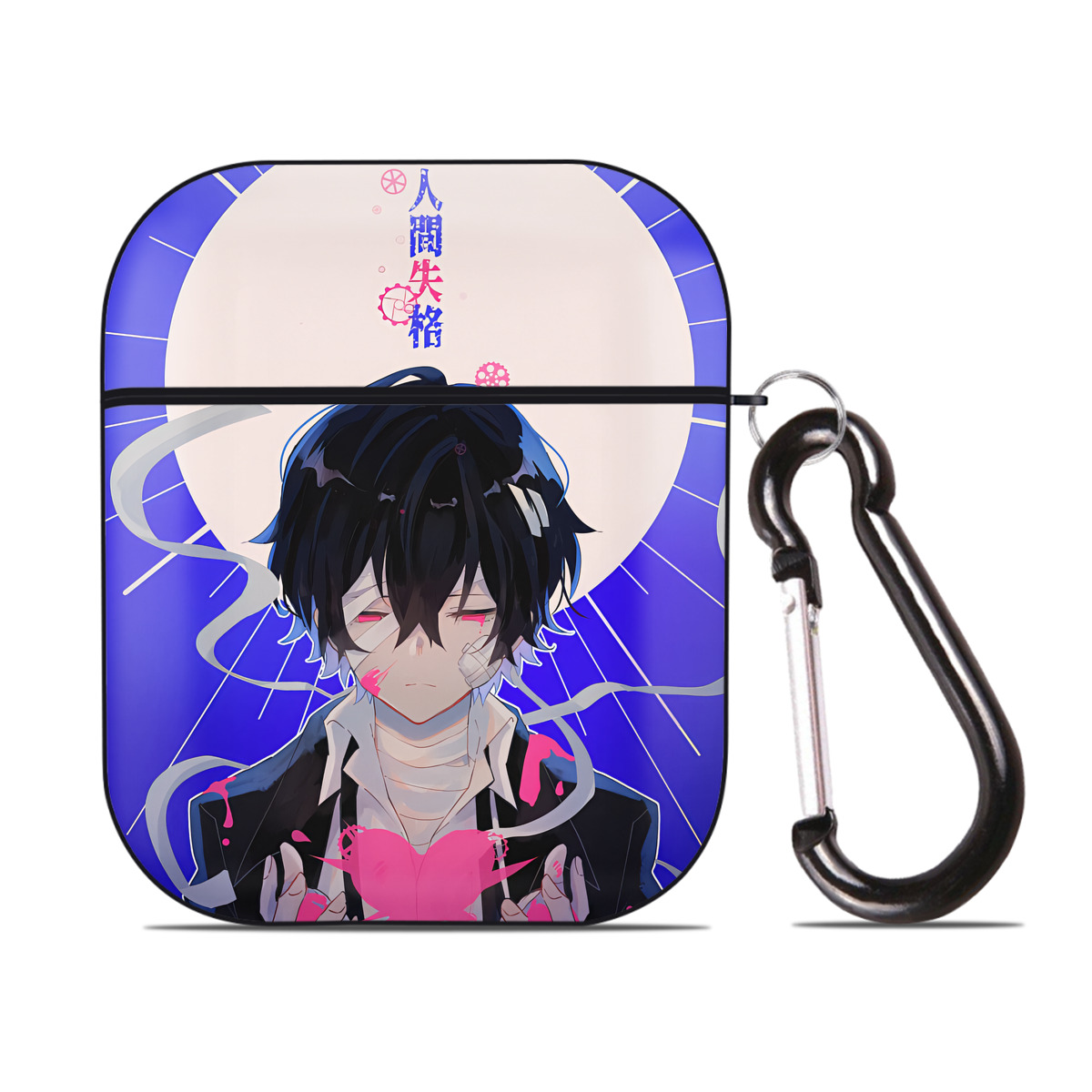 （画像用） 文豪ストレイドッグス Bungo Stray Dogs AirPods 第2世代保護ケース ハードシェル ブラック 耐衝撃・防指紋・カラビナ付き
