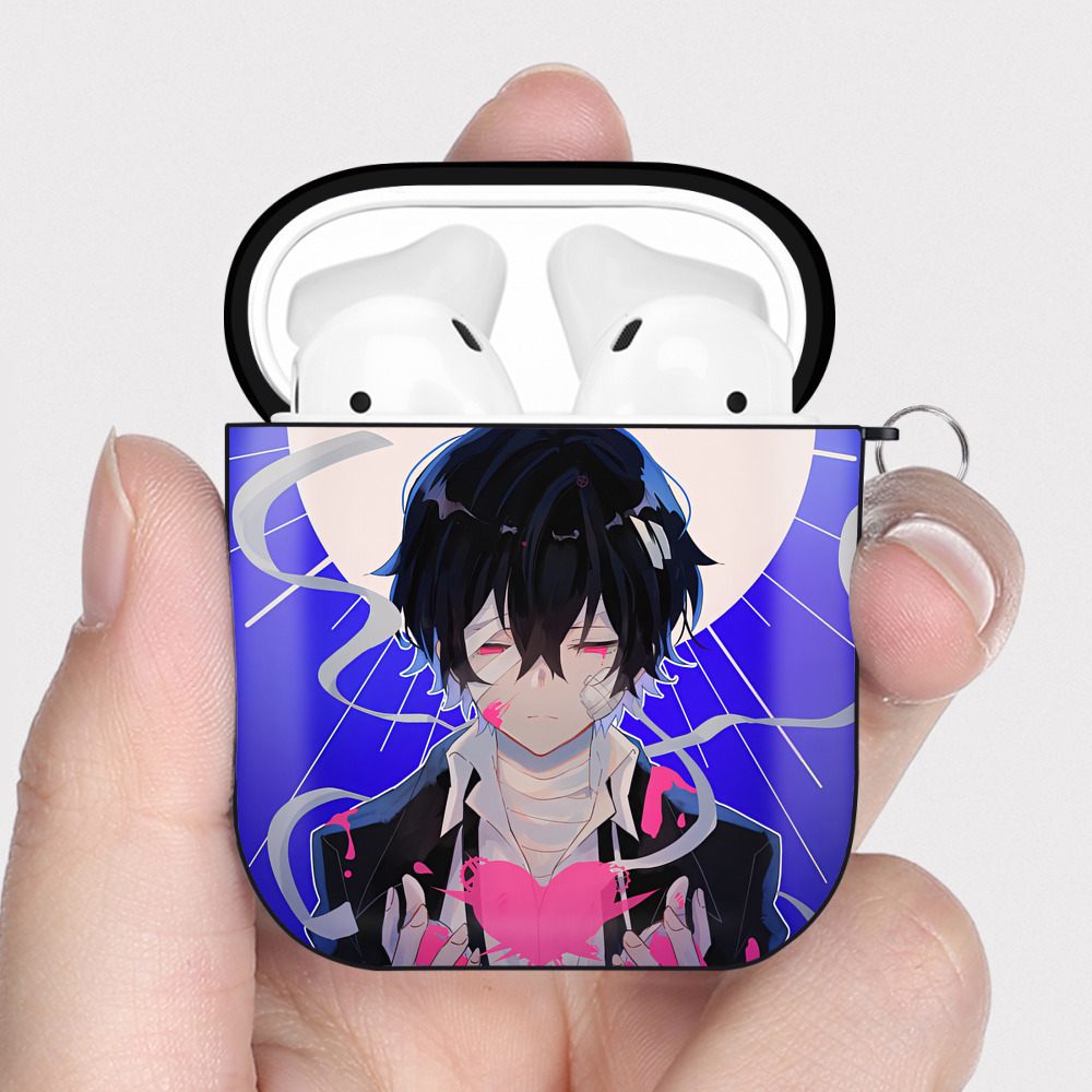 （画像用） 文豪ストレイドッグス Bungo Stray Dogs AirPods 第2世代保護ケース ハードシェル ブラック 耐衝撃・防指紋・カラビナ付き