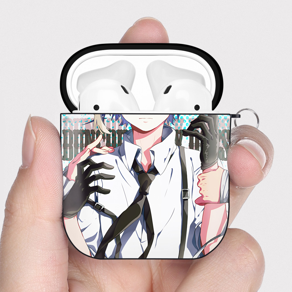 （画像用） 文豪ストレイドッグス Bungo Stray Dogs AirPods 第2世代保護ケース ハードシェル ブラック 耐衝撃・防指紋・カラビナ付き