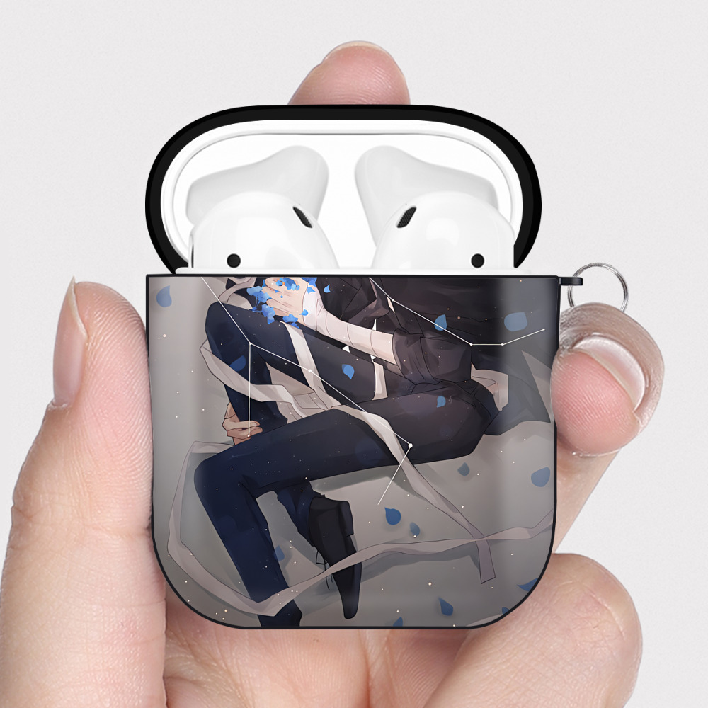 （画像用） 文豪ストレイドッグス Bungo Stray Dogs AirPods 第2世代保護ケース ハードシェル ブラック 耐衝撃・防指紋・カラビナ付き