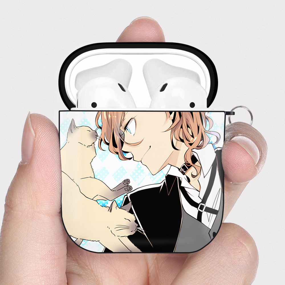 （画像用） 文豪ストレイドッグス Bungo Stray Dogs AirPods 第2世代保護ケース ハードシェル ブラック 耐衝撃・防指紋・カラビナ付き
