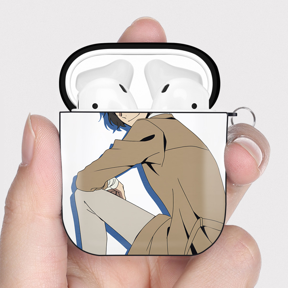 （画像用） 文豪ストレイドッグス Bungo Stray Dogs AirPods 第2世代保護ケース ハードシェル ブラック 耐衝撃・防指紋・カラビナ付き
