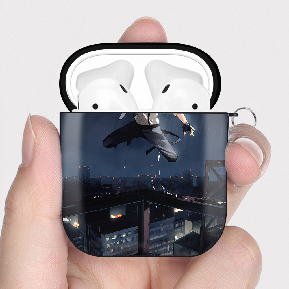 （画像用） 文豪ストレイドッグス Bungo Stray Dogs AirPods 第2世代保護ケース ハードシェル ブラック 耐衝撃・防指紋・カラビナ付き