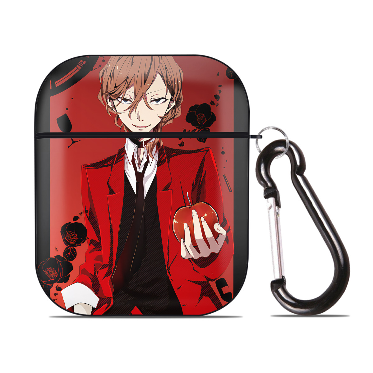（画像用） 文豪ストレイドッグス Bungo Stray Dogs AirPods 第2世代保護ケース ハードシェル ブラック 耐衝撃・防指紋・カラビナ付き