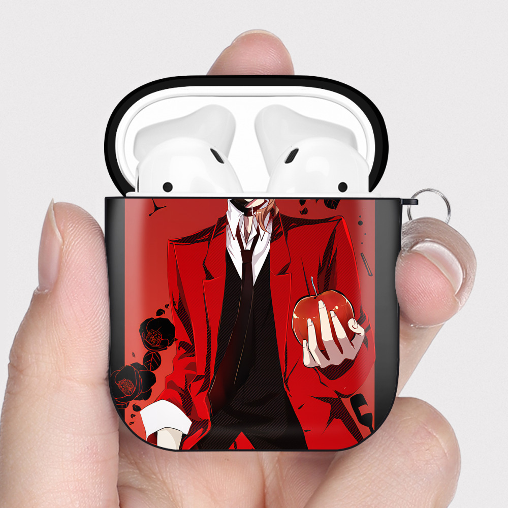 （画像用） 文豪ストレイドッグス Bungo Stray Dogs AirPods 第2世代保護ケース ハードシェル ブラック 耐衝撃・防指紋・カラビナ付き