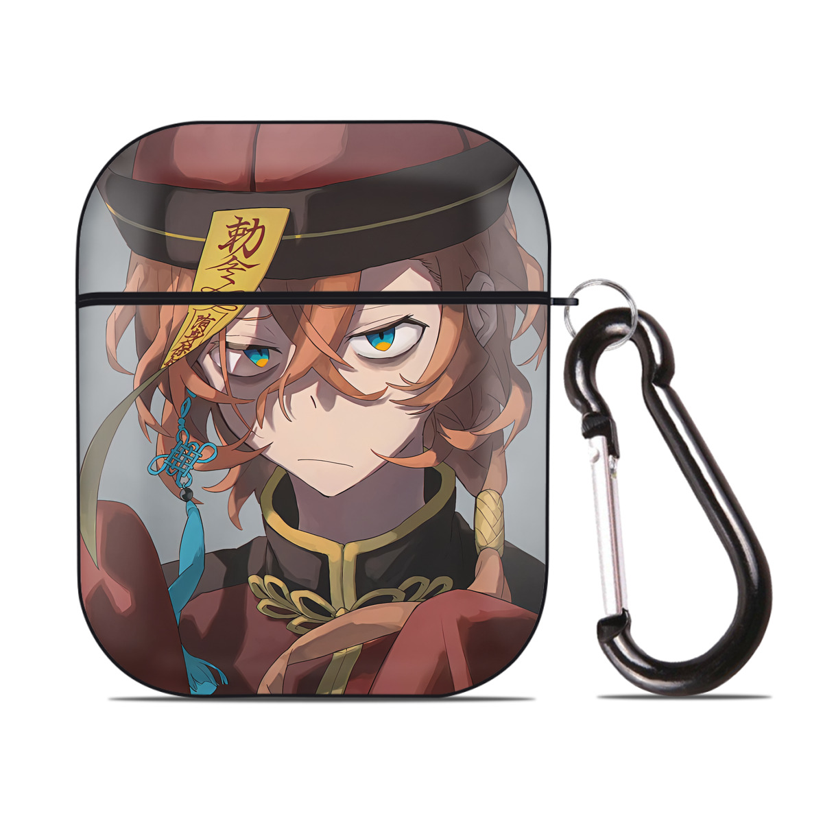 （画像用） 文豪ストレイドッグス Bungo Stray Dogs AirPods 第2世代保護ケース ハードシェル ブラック 耐衝撃・防指紋・カラビナ付き