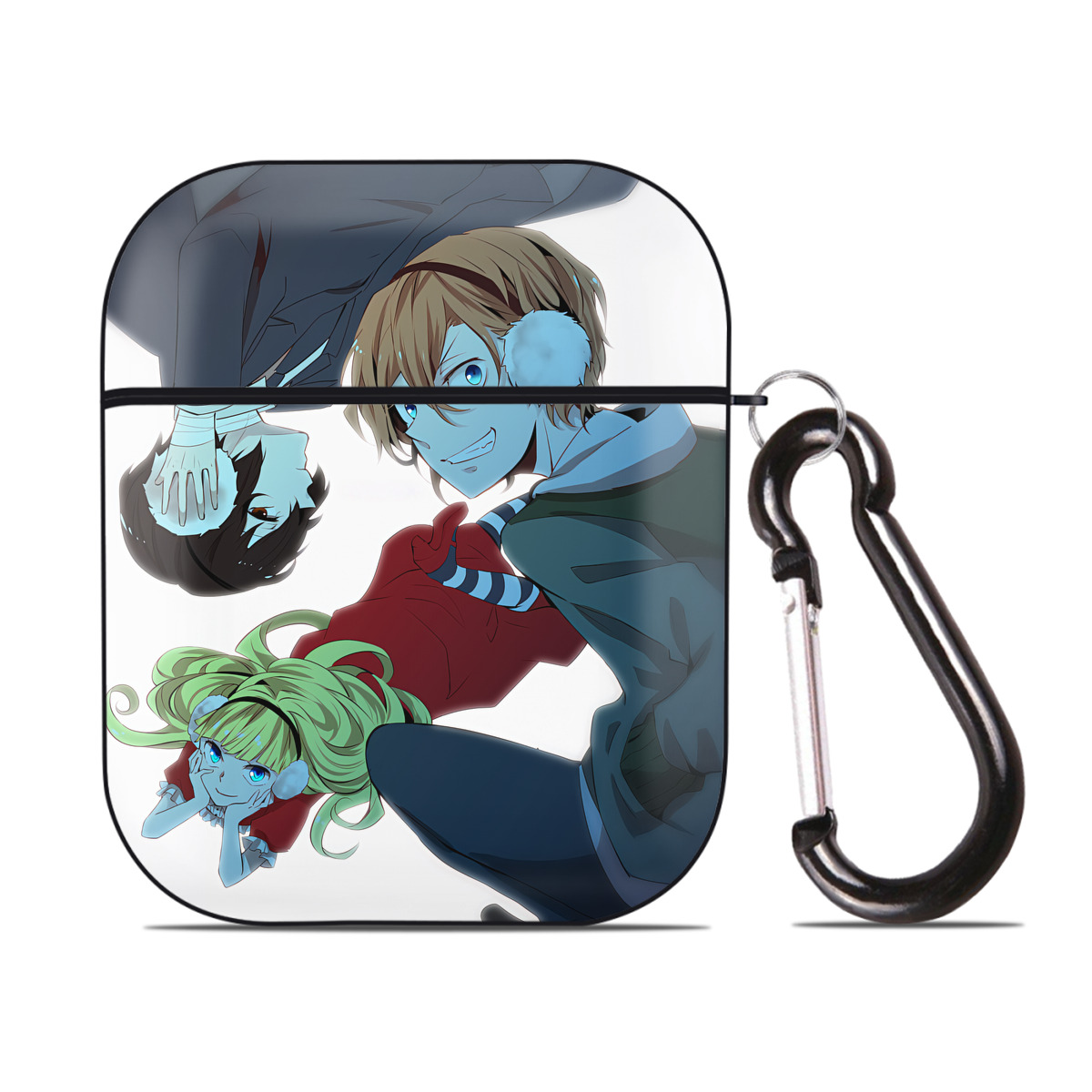 （画像用） 文豪ストレイドッグス Bungo Stray Dogs AirPods 第2世代保護ケース ハードシェル ブラック 耐衝撃・防指紋・カラビナ付き