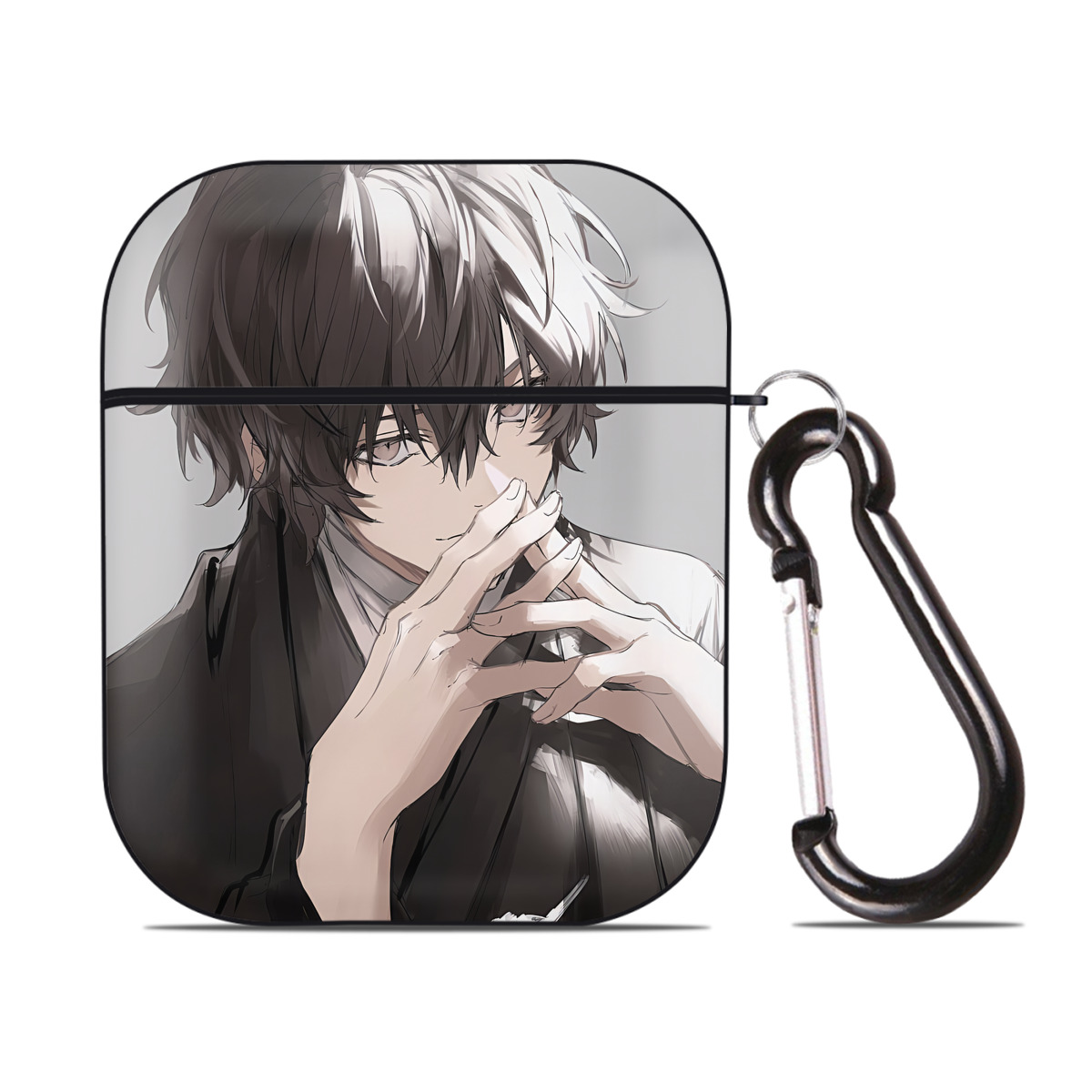 （画像用） 文豪ストレイドッグス Bungo Stray Dogs AirPods 第2世代保護ケース ハードシェル ブラック 耐衝撃・防指紋・カラビナ付き