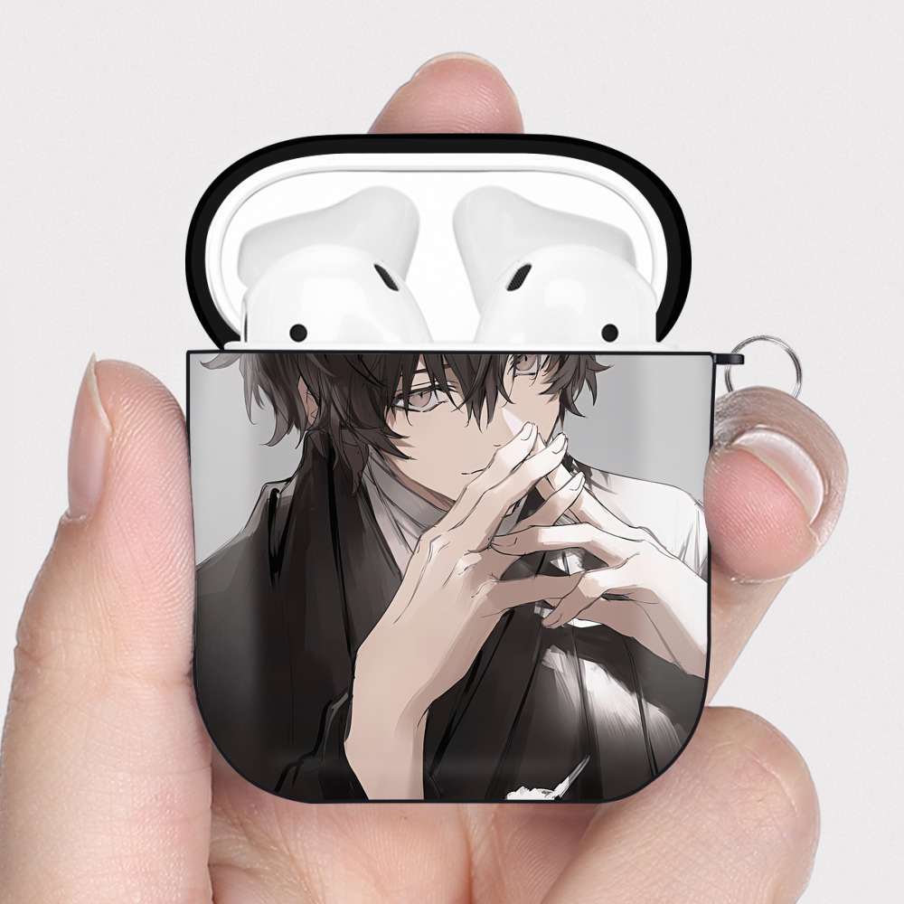 （画像用） 文豪ストレイドッグス Bungo Stray Dogs AirPods 第2世代保護ケース ハードシェル ブラック 耐衝撃・防指紋・カラビナ付き