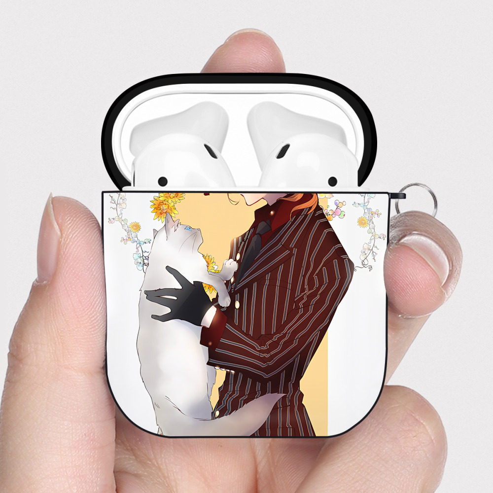 （画像用） 文豪ストレイドッグス Bungo Stray Dogs AirPods 第2世代保護ケース ハードシェル ブラック 耐衝撃・防指紋・カラビナ付き