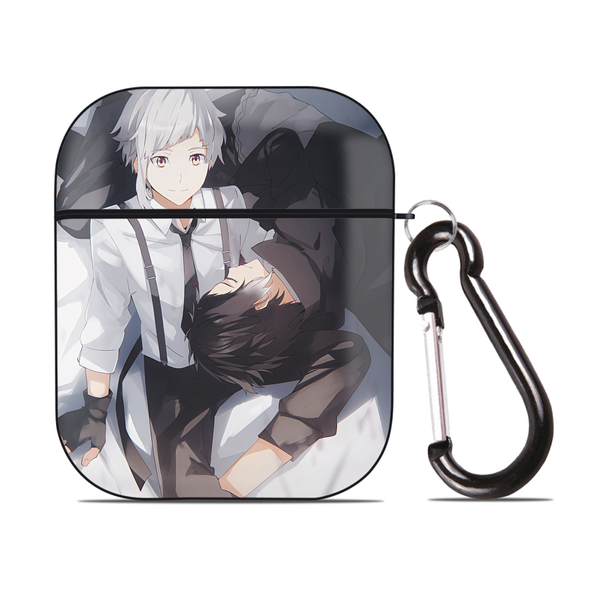 （画像用） 文豪ストレイドッグス Bungo Stray Dogs AirPods 第2世代保護ケース ハードシェル ブラック 耐衝撃・防指紋・カラビナ付き