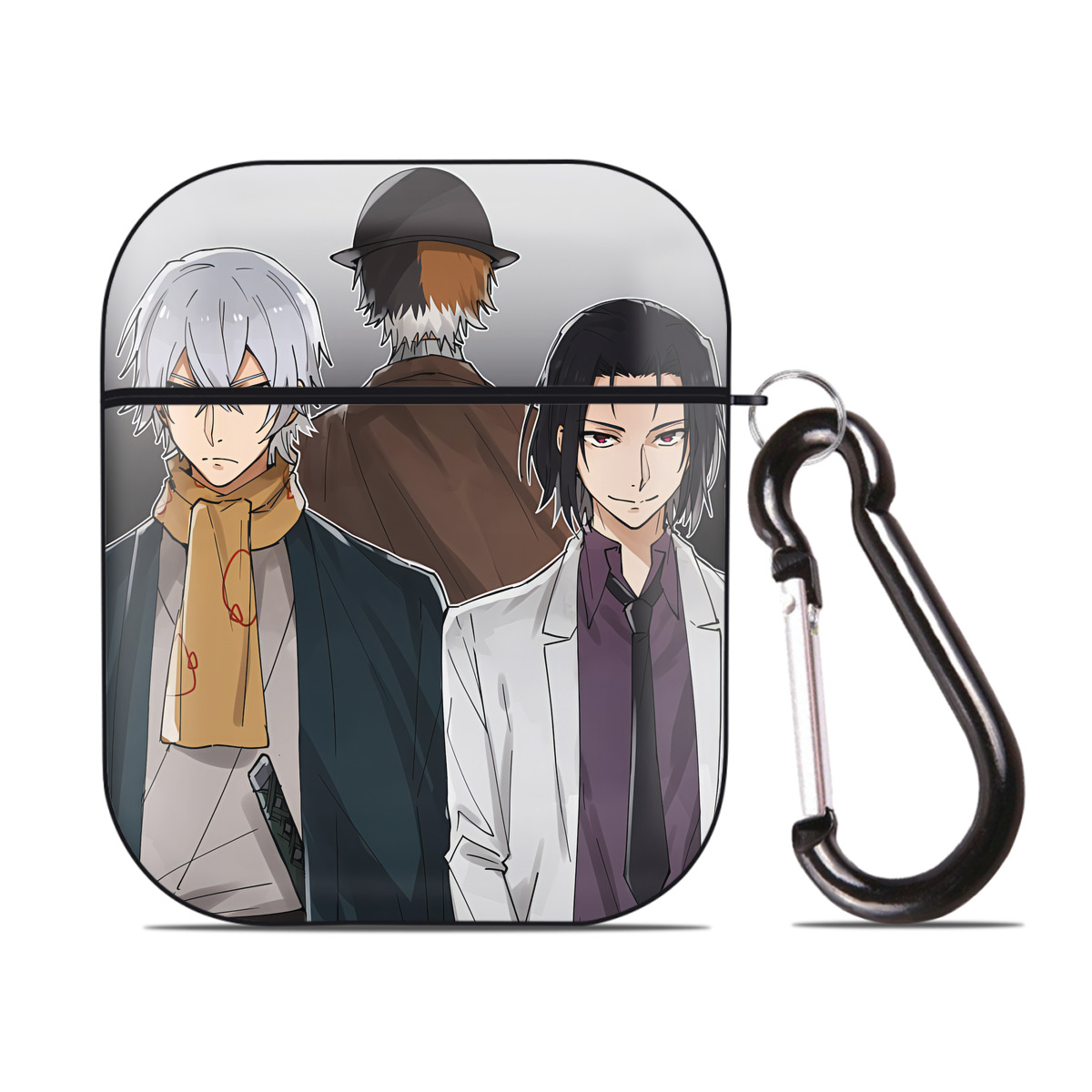（画像用） 文豪ストレイドッグス Bungo Stray Dogs AirPods 第2世代保護ケース ハードシェル ブラック 耐衝撃・防指紋・カラビナ付き