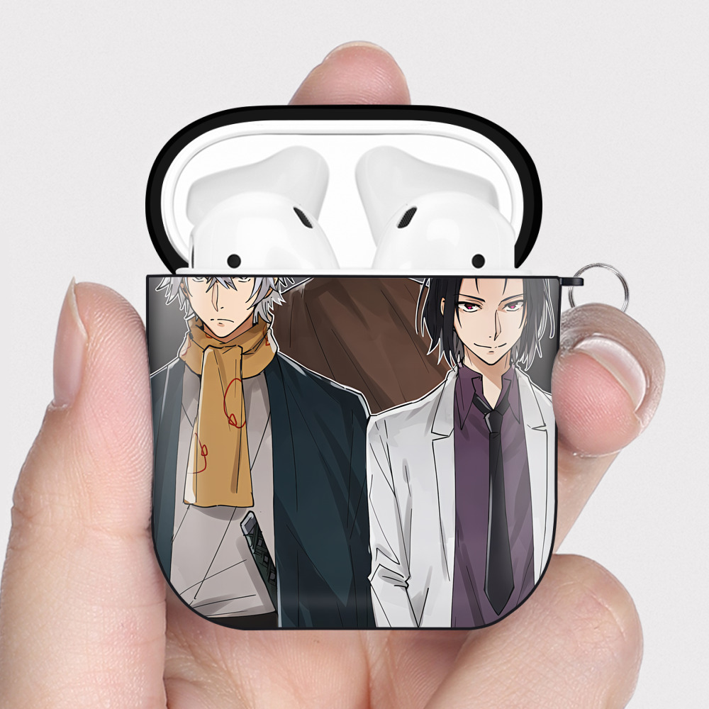 （画像用） 文豪ストレイドッグス Bungo Stray Dogs AirPods 第2世代保護ケース ハードシェル ブラック 耐衝撃・防指紋・カラビナ付き