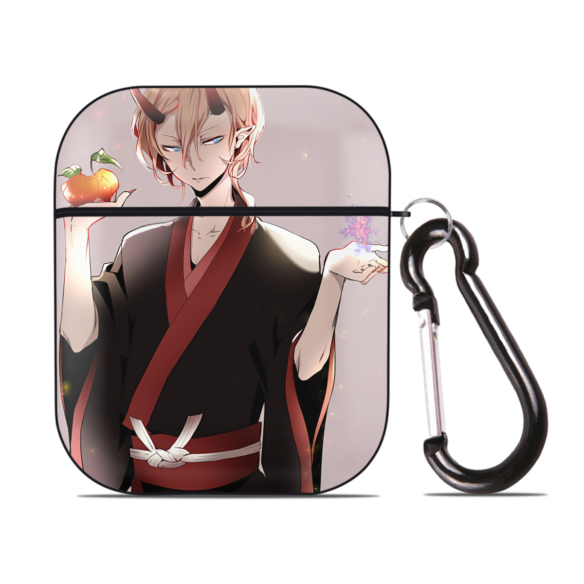 （画像用） 文豪ストレイドッグス Bungo Stray Dogs AirPods 第2世代保護ケース ハードシェル ブラック 耐衝撃・防指紋・カラビナ付き