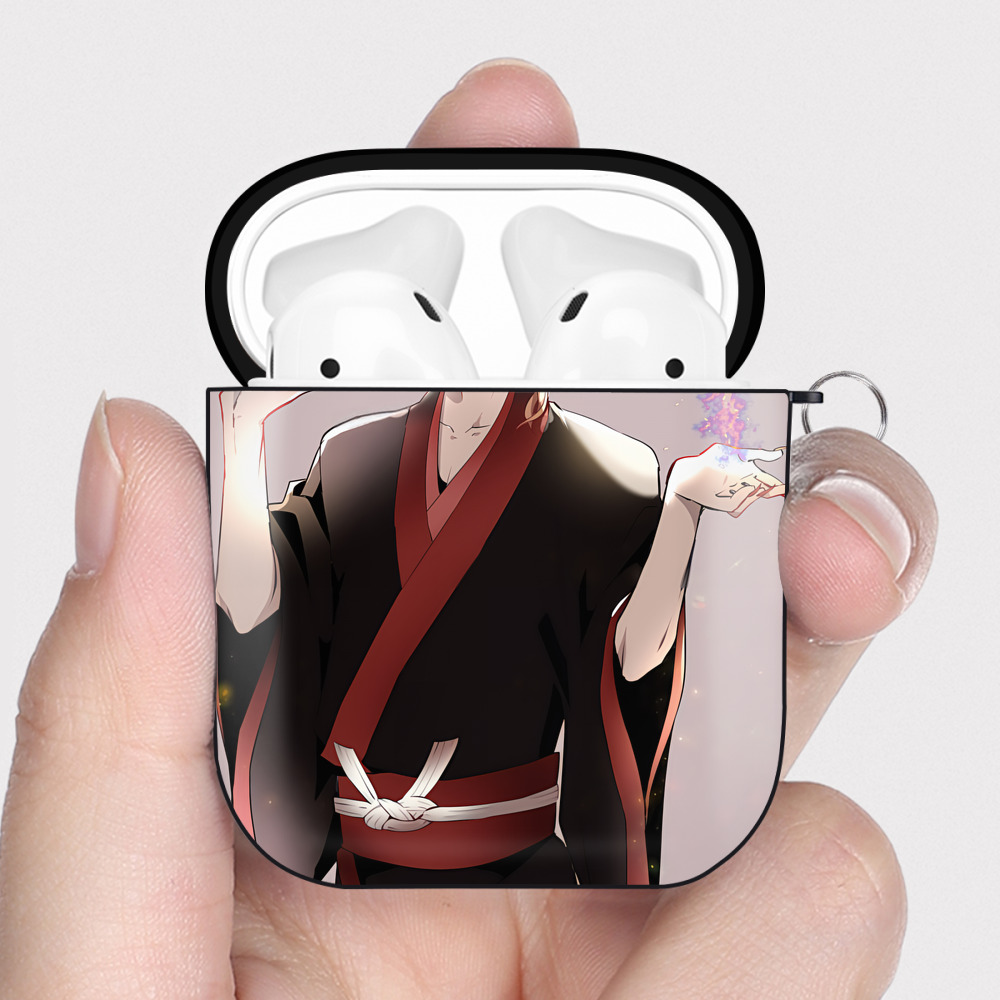 （画像用） 文豪ストレイドッグス Bungo Stray Dogs AirPods 第2世代保護ケース ハードシェル ブラック 耐衝撃・防指紋・カラビナ付き