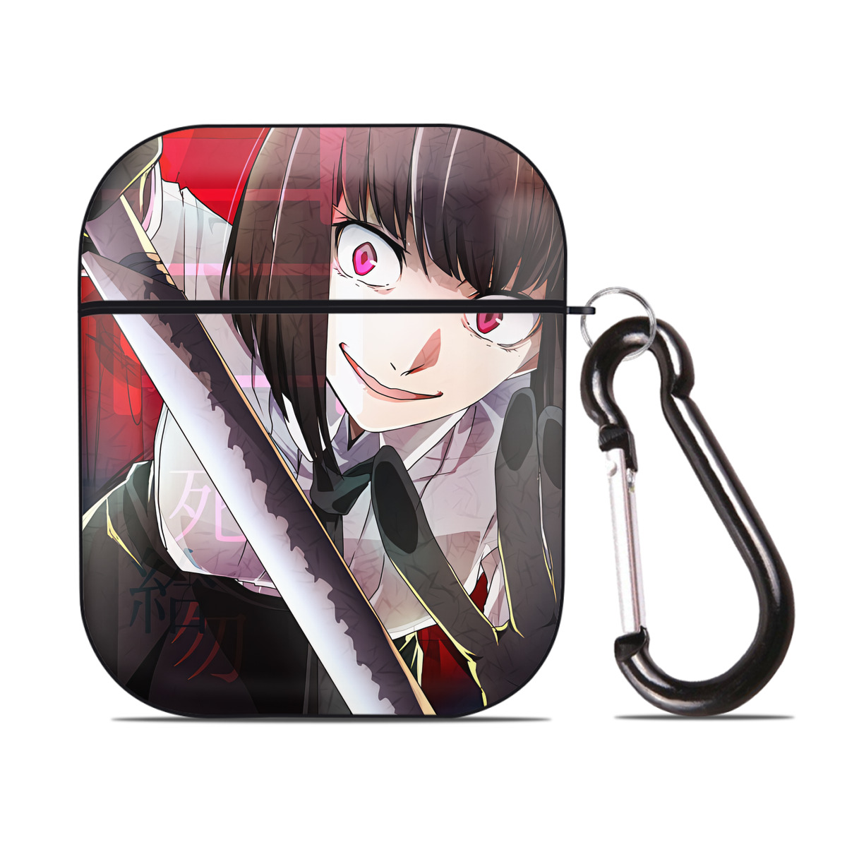 （画像用） 文豪ストレイドッグス Bungo Stray Dogs AirPods 第2世代保護ケース ハードシェル ブラック 耐衝撃・防指紋・カラビナ付き