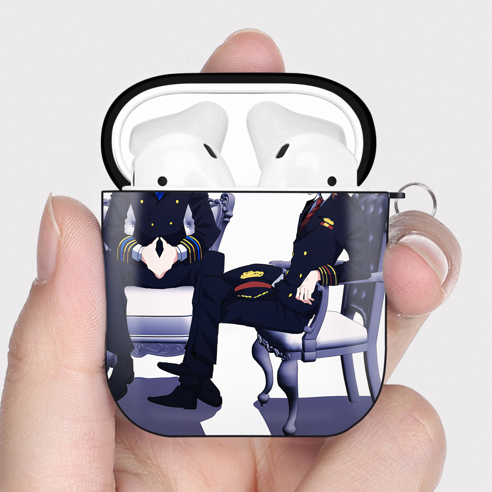 （画像用） 文豪ストレイドッグス Bungo Stray Dogs AirPods 第2世代保護ケース ハードシェル ブラック 耐衝撃・防指紋・カラビナ付き