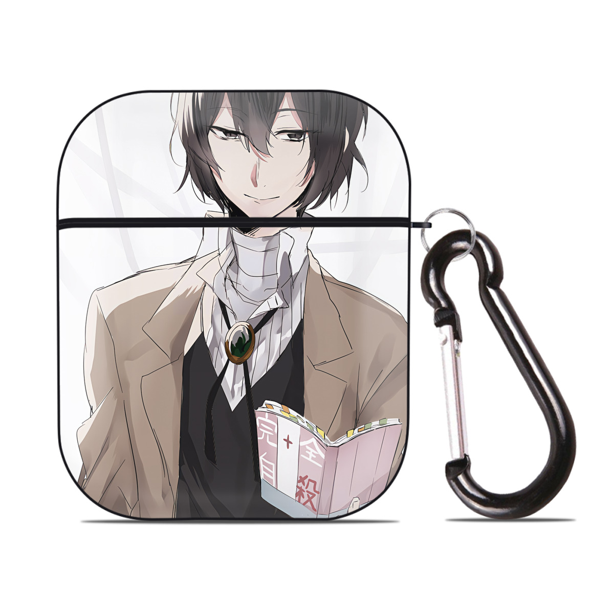 （画像用） 文豪ストレイドッグス Bungo Stray Dogs AirPods 第2世代保護ケース ハードシェル ブラック 耐衝撃・防指紋・カラビナ付き