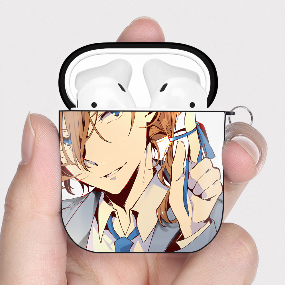 （画像用） 文豪ストレイドッグス Bungo Stray Dogs AirPods 第2世代保護ケース ハードシェル ブラック 耐衝撃・防指紋・カラビナ付き