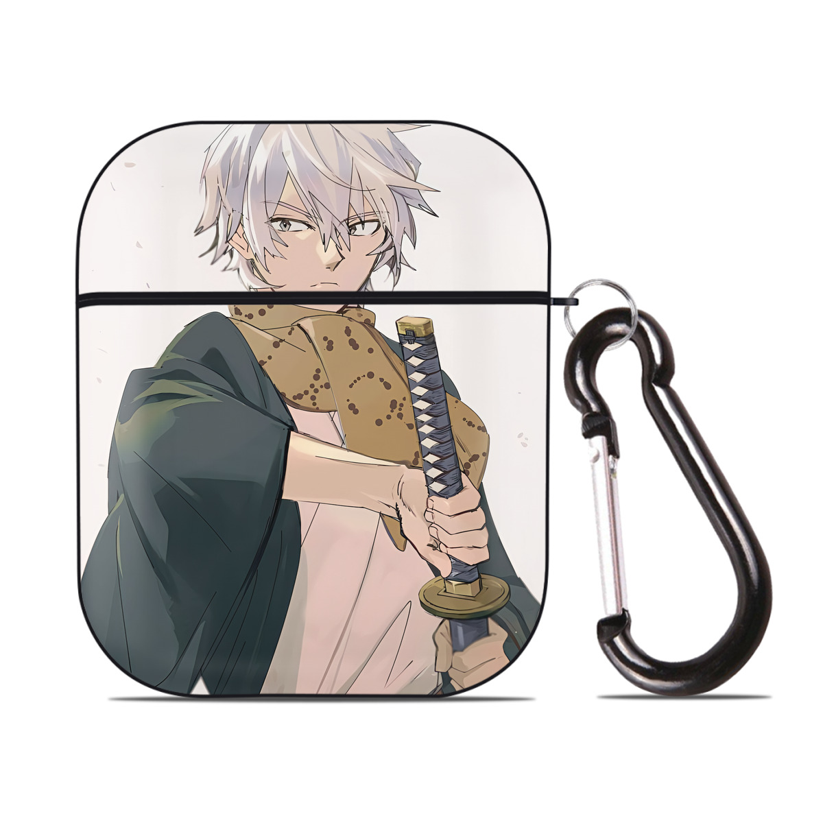（画像用） 文豪ストレイドッグス Bungo Stray Dogs AirPods 第2世代保護ケース ハードシェル ブラック 耐衝撃・防指紋・カラビナ付き