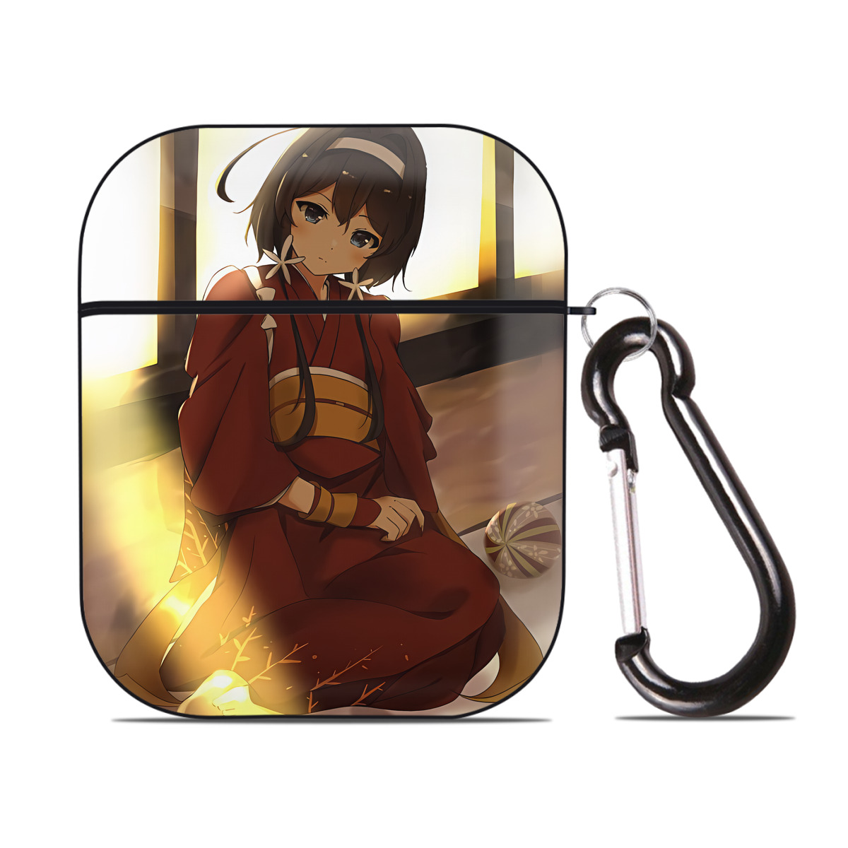 （画像用） 文豪ストレイドッグス Bungo Stray Dogs AirPods 第2世代保護ケース ハードシェル ブラック 耐衝撃・防指紋・カラビナ付き