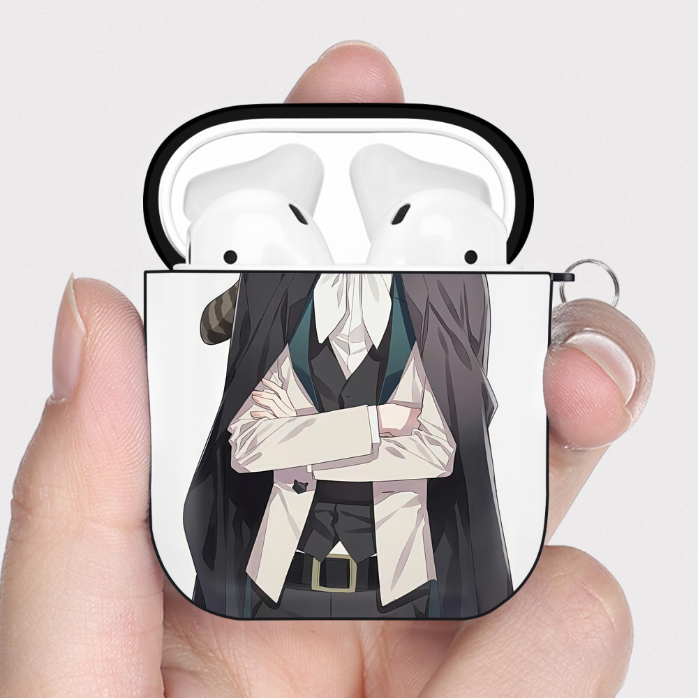 （画像用） 文豪ストレイドッグス Bungo Stray Dogs AirPods 第2世代保護ケース ハードシェル ブラック 耐衝撃・防指紋・カラビナ付き