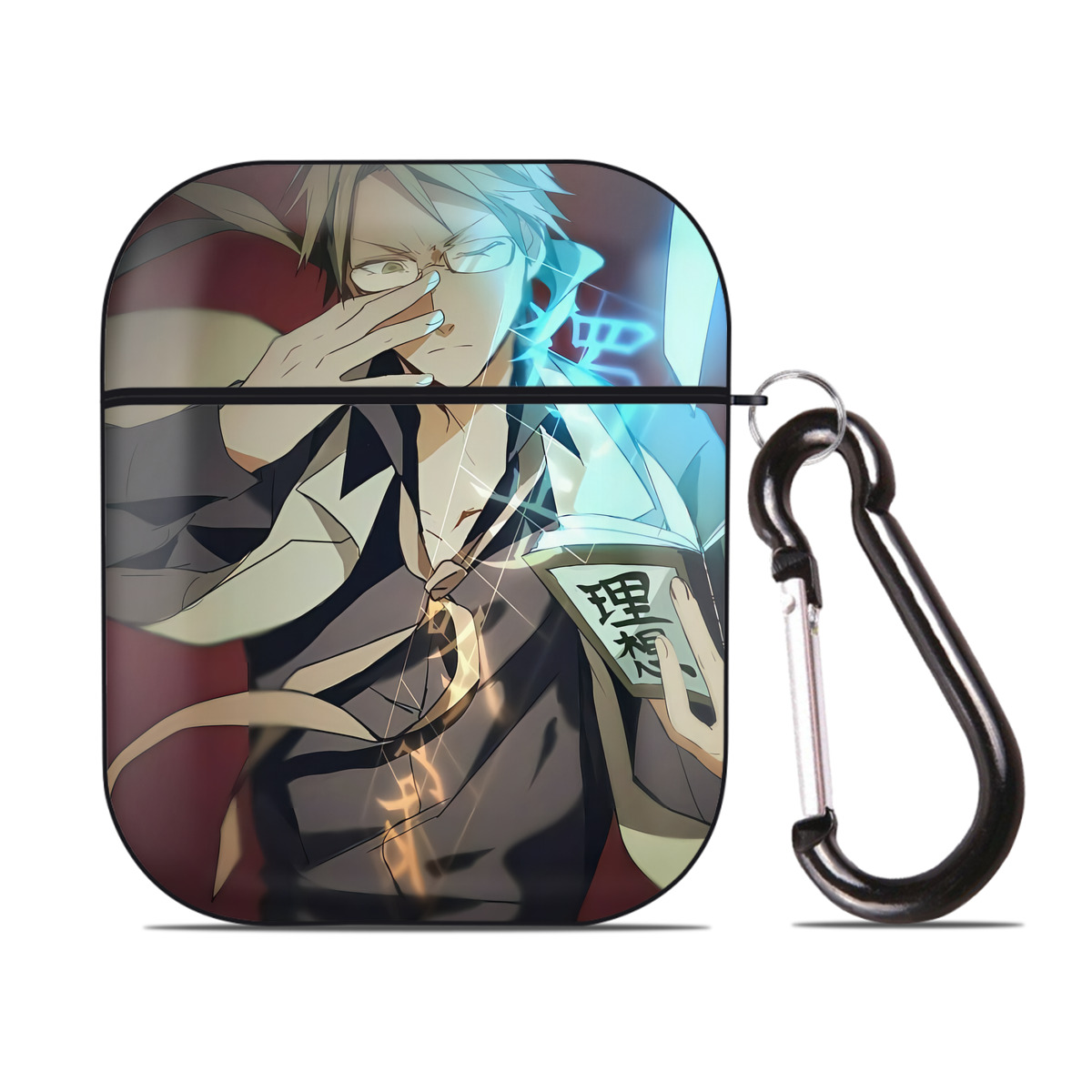 （画像用） 文豪ストレイドッグス Bungo Stray Dogs AirPods 第2世代保護ケース ハードシェル ブラック 耐衝撃・防指紋・カラビナ付き