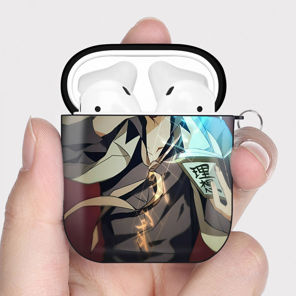 （画像用） 文豪ストレイドッグス Bungo Stray Dogs AirPods 第2世代保護ケース ハードシェル ブラック 耐衝撃・防指紋・カラビナ付き