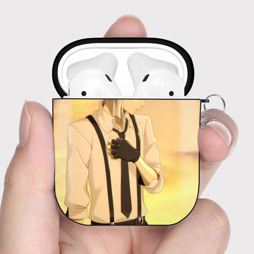 （画像用） 文豪ストレイドッグス Bungo Stray Dogs AirPods 第2世代保護ケース ハードシェル ブラック 耐衝撃・防指紋・カラビナ付き