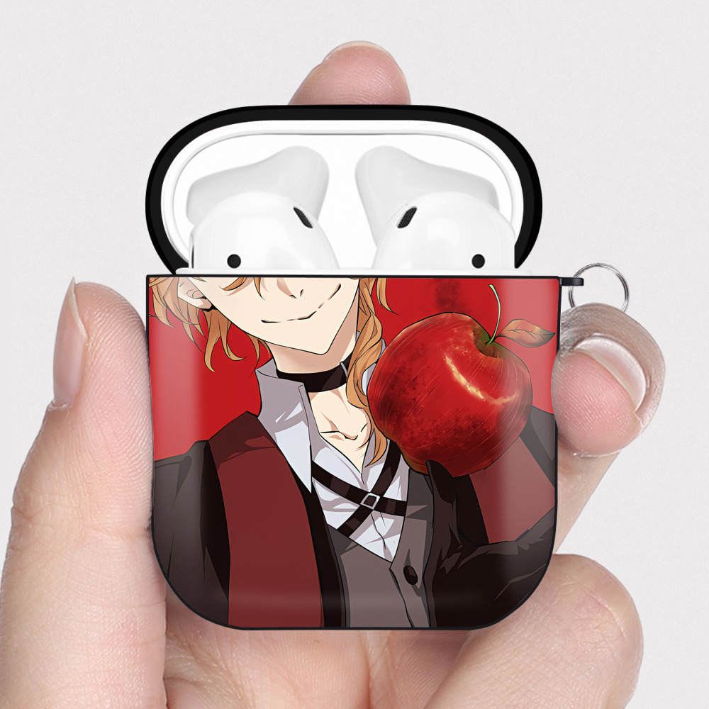（画像用） 文豪ストレイドッグス Bungo Stray Dogs AirPods 第2世代保護ケース ハードシェル ブラック 耐衝撃・防指紋・カラビナ付き